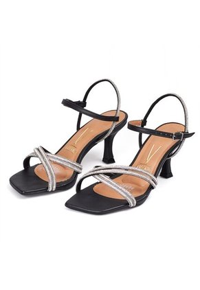 Sandalia Tacon Medio Negro-Cristal Vizzano