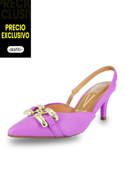 Tacón Medio Morado - Dorado Vizzano