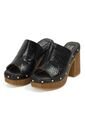 Sandalia Tacon Alto Cuadrado Mule Plataforma Negro Croco Vizzano de Vizzano
