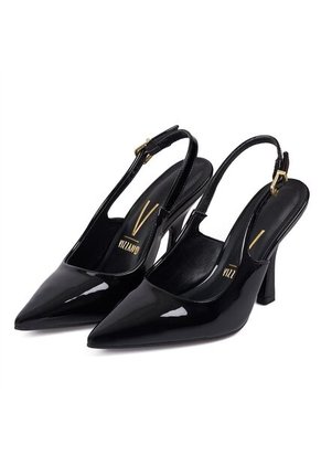 Tacon Alto Negro-Negro Slingback Heel Vizzano