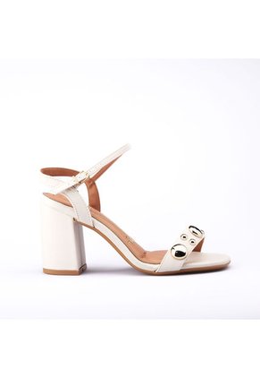 Sandalia Tacon Blanco Dorado Vizzano