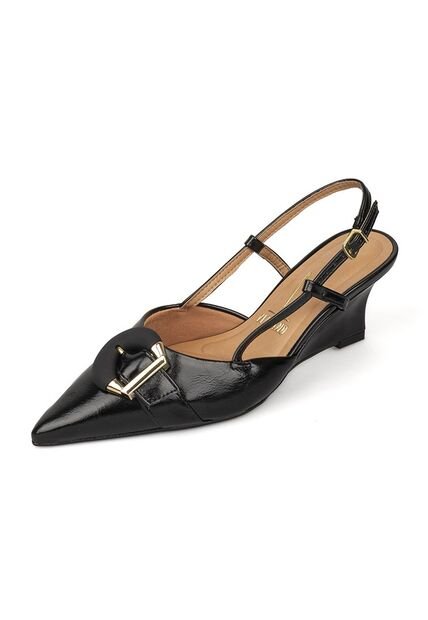 Tacon Alto Slingback Cuña-Corrido Negro Vizzano