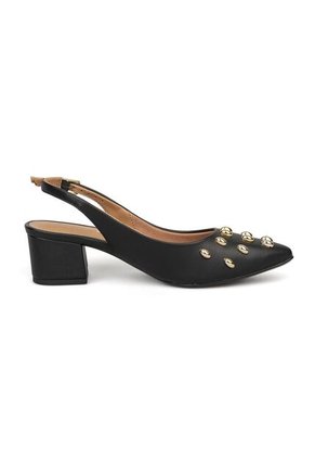 Tacon Bajo Cuadrado Slingback Negro Vizzano