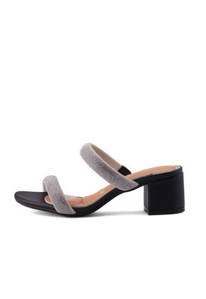 Sandalia Tacon Medio Negro Plata Vizzano