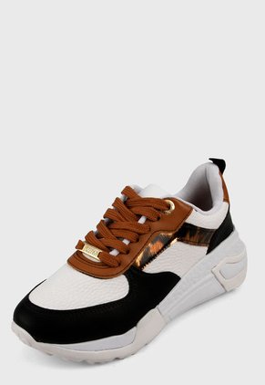 Tenis Blanco-Negro-Camel Vizzano
