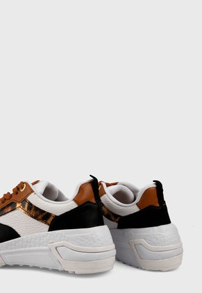 Tenis Blanco-Negro-Camel Vizzano
