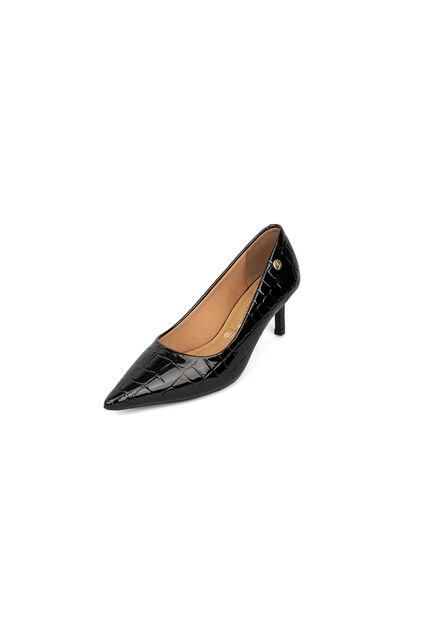 Tacon Stiletto Bajo Negro Croco Vizzano