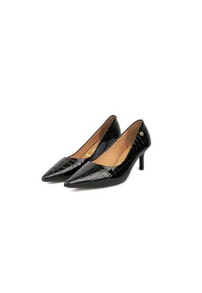 Tacon Stiletto Bajo Negro Croco Vizzano
