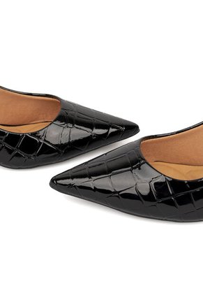 Tacon Stiletto Bajo Negro Croco Vizzano