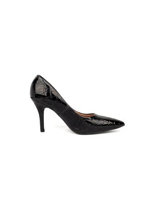 Tacon Stiletto Alto Negro Croco Vizzano