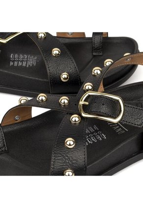 Sandalia Plana Negro Napa Calf Vizzano