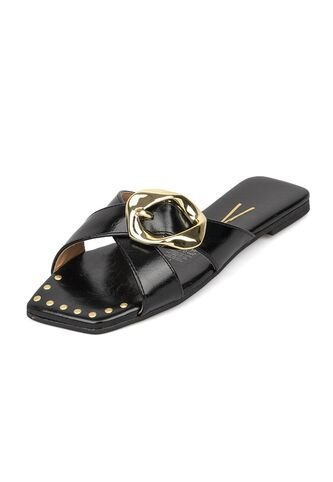 Sandalia Plana Negro Dorado Vizzano Vizzano