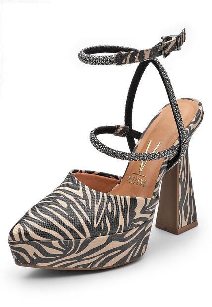 Sandalia Tacón Nude-Negro Vizzano