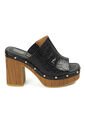 Sandalia Tacon Alto Cuadrado Mule Plataforma Negro Croco Vizzano de Vizzano