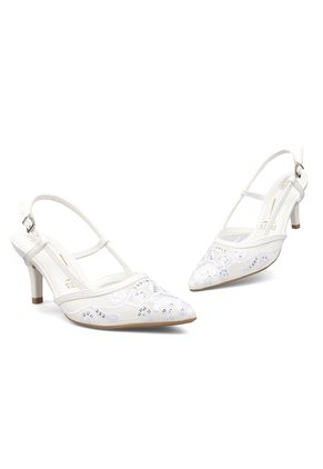StilettoTacón Medio Blanco Con Malla Bordada Vizzano