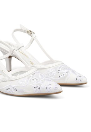 StilettoTacón Medio Blanco Con Malla Bordada Vizzano