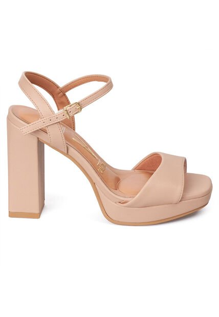 Sandalia Tacón Alto Cuadrado Plataforma Beige Vizzano
