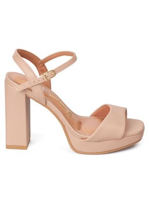 Sandalia Tacón Alto Cuadrado Plataforma Beige Vizzano