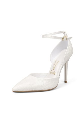 Stiletto Blanco Tacon Alto Mate Con Grabado Floral Vizzano Vizzano