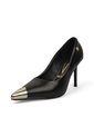 Stiletto Negro Tacón Alto Mate Con Puntera Dorada Vizzano de Vizzano