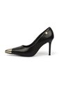 Stiletto Negro Tacón Alto Mate Con Puntera Dorada Vizzano de Vizzano