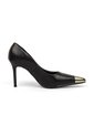 Stiletto Negro Tacón Alto Mate Con Puntera Dorada Vizzano de Vizzano