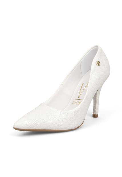 Stiletto Blanco Tacón Alto Con Grabado Floral Acabado Mate Vizzano