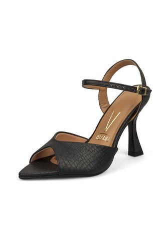 Sandalia Tacón Alto Negro Mate Con Acabado Craquelado Vizzano Vizzano