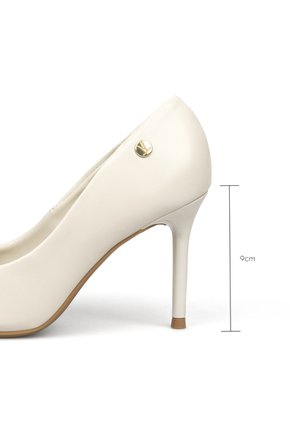 Stiletto Blanco Tacón Alto Mate Con Puntera Dorada Vizzano