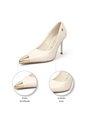 Stiletto Blanco Tacón Alto Mate Con Puntera Dorada Vizzano de Vizzano