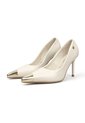 Stiletto Blanco Tacón Alto Mate Con Puntera Dorada Vizzano de Vizzano