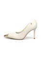 Stiletto Blanco Tacón Alto Mate Con Puntera Dorada Vizzano de Vizzano