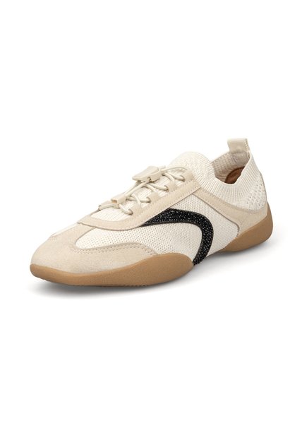 Tenis Tejido Blanco Con Detalles Efecto Gamuza Vizzano
