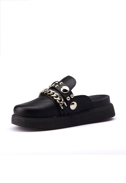 Clog Negro Dorado Aplique Vizzano