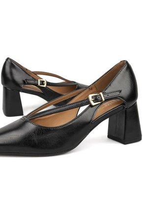 Tacon Medio Cuadrado Negro Napa Vizzano