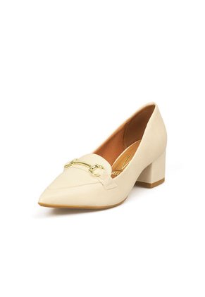 TACON BAJO CALF MARFIL DORADO VIZZANO