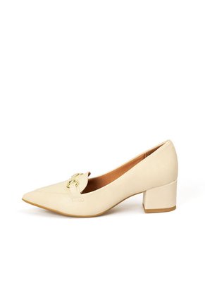 TACON BAJO CALF MARFIL DORADO VIZZANO