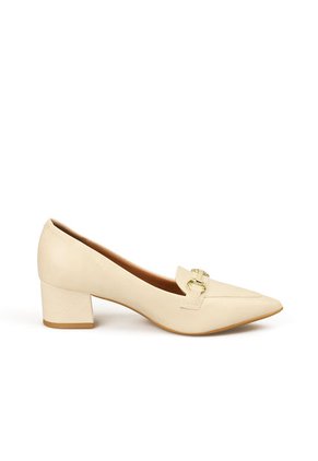 TACON BAJO CALF MARFIL DORADO VIZZANO