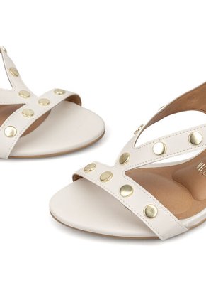 Sandalia Tacon Medio Marfil Dorado Vizzano