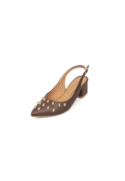 Tacon Bajo Cuadrado Slingback Canela-Café Vizzano