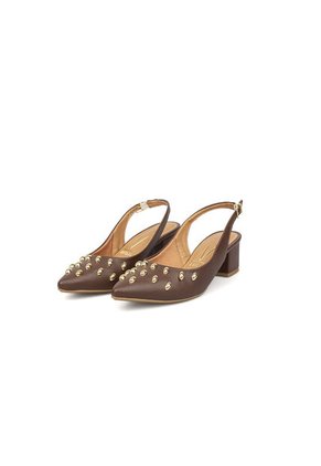 Tacon Bajo Cuadrado Slingback Canela-Café Vizzano