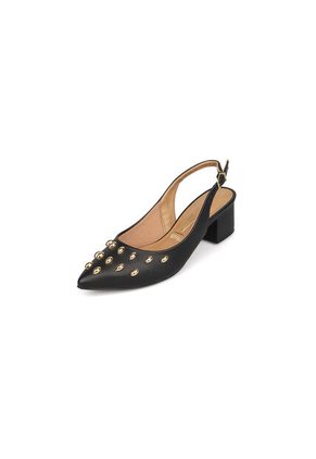 Tacon Bajo Cuadrado Slingback Negro Vizzano