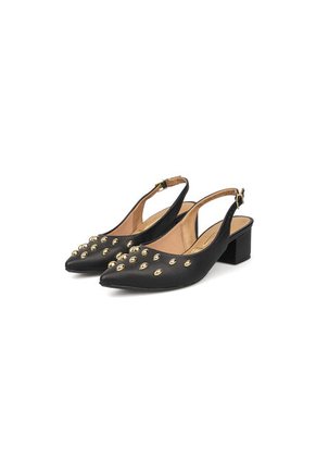 Tacon Bajo Cuadrado Slingback Negro Vizzano