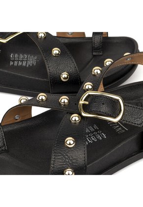 Sandalia Plana Negro Napa Calf Vizzano