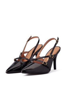 Tacón Alto Dorado Negro Vizzano