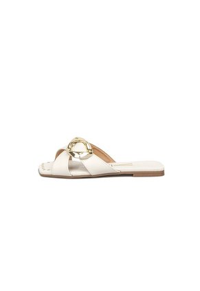 Sandalia Plana Marfil Dorado Pelica Vizzano