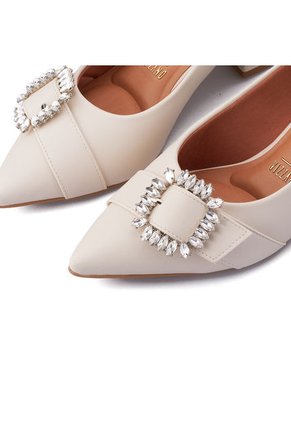 Tacón Medio Blanco Plateado Vizzano