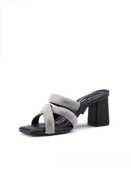 Sandalia Tacon Negro Plata Vizzano