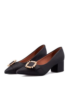 Tacón Medio Negro Dorado Vizzano