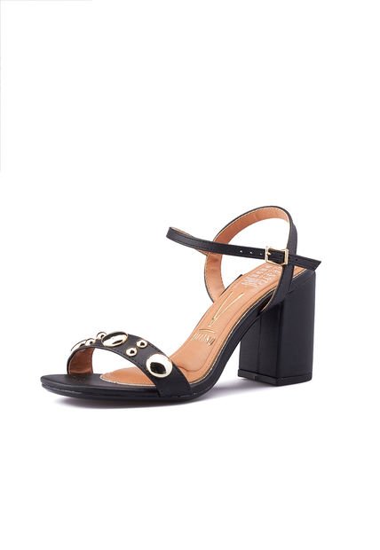 Sandalia Tacon Negro Dorado Vizzano